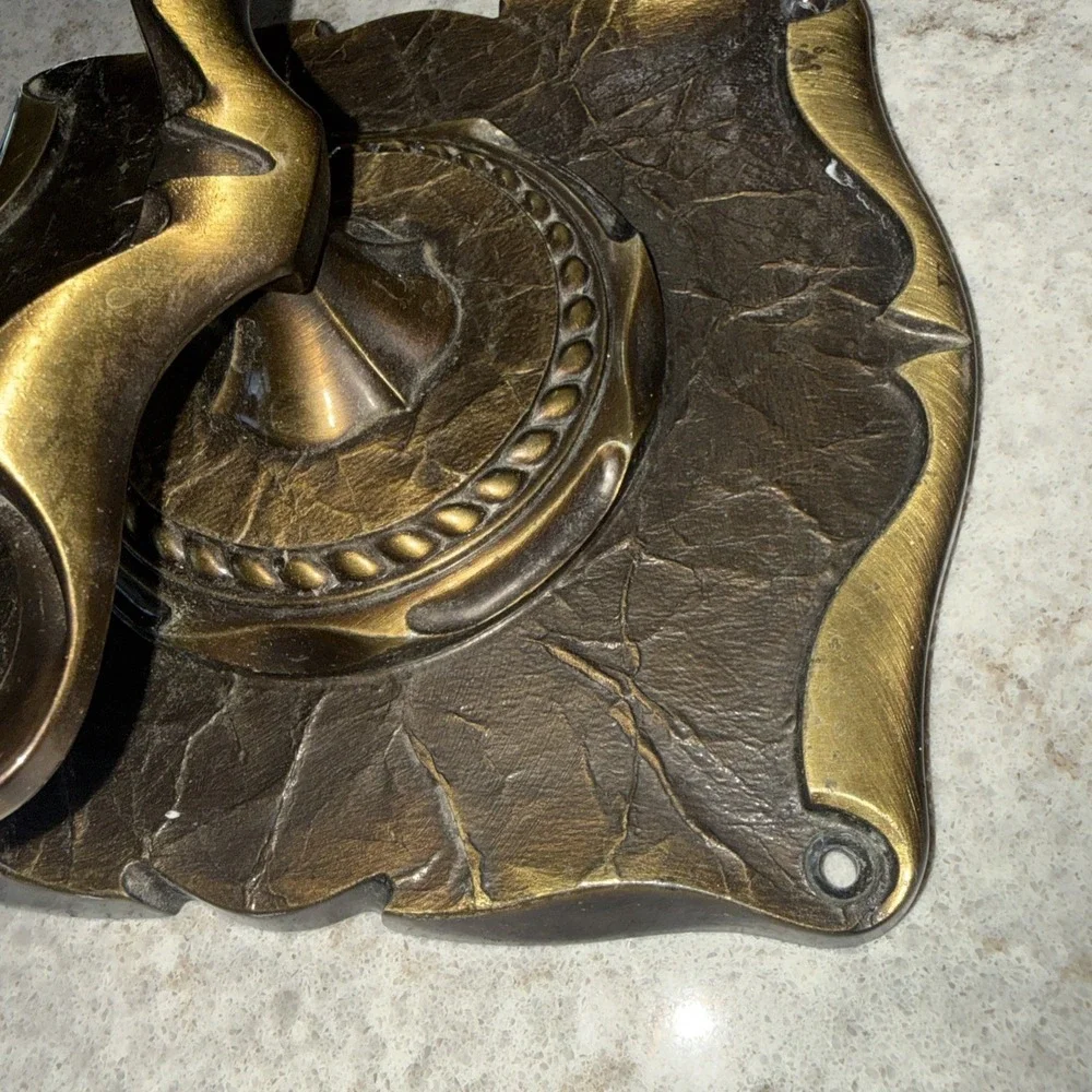 Vintage Brass Towel Bars Toilet Paper Holder Set of 3 Wall Mounted No Screws